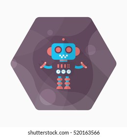 Robot icon , Vector flat long shadow design. Robot and Science concept