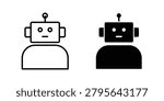 Robot icon vector graphic clipart and line art style set