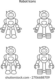 Robotersymbol, Vektorgrafik auf weißem Hintergrund, Roboterumrisssymbol für ein Technologiesymbol.
