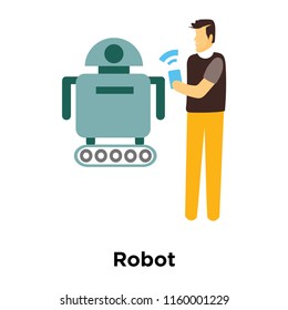 Robot icon vector isolated on white background, Robot transparent sign , standing human or people cartoon character illustration