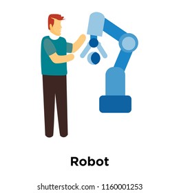 Robot icon vector isolated on white background, Robot transparent sign , standing human or people cartoon character illustration