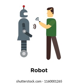 Robot icon vector isolated on white background, Robot transparent sign , standing human or people cartoon character illustration