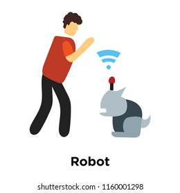 Robot icon vector isolated on white background, Robot transparent sign , standing human or people cartoon character illustration