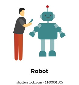 Robot icon vector isolated on white background, Robot transparent sign , standing human or people cartoon character illustration