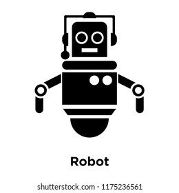 Robot icon vector isolated on white background, logo concept of Robot sign on transparent background, filled black symbol