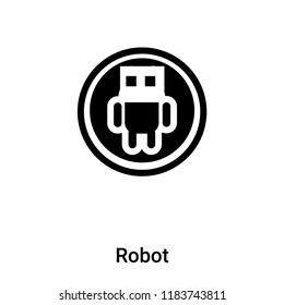 Robot icon vector isolated on white background, logo concept of Robot sign on transparent background, filled black symbol