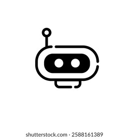 Robot icon with vector line art . Sign and symbol. Clip art, minimalist simple outline. Monoline technology illustration. Sticker print design