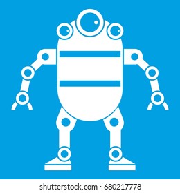 Robot icon white isolated on blue background vector illustration