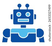 Robot Icons In Blue Style, Vector Illustration