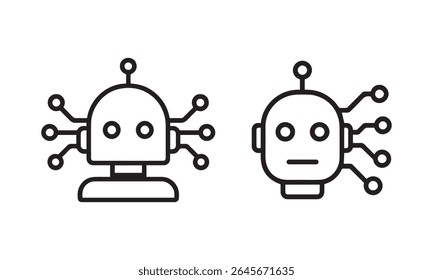 Robot icons, futuristic AI and circuit technology