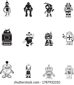 Iconos de robot, símbolo de vector mono