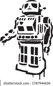 robot icons, mono vector symbol