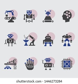 Robot icons, mono vector symbols