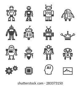 Robot Icons, Mono Vector Symbols