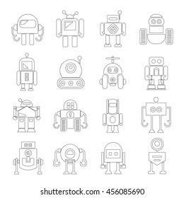 robot icons, outline icons