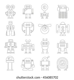 robot icons, outline icons