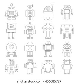 Robot Icons Outline Icons Stock Vector (Royalty Free) 456085729 ...