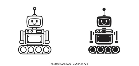 Robot icons in outline and fill. vector illustration for ui.