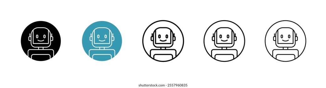 Robot icons pack in black and blue.