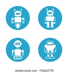 robot icons in round buttons