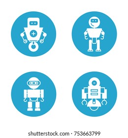 robot icons in round buttons