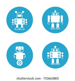 robot icons in round buttons