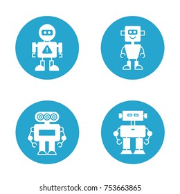 robot icons in round buttons