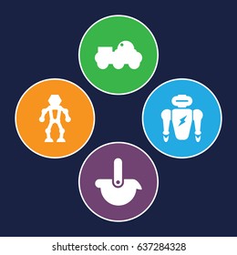 Robot icons set. set of 4 robot filled icons such as