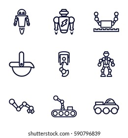 robot icons set. Set of 9 robot outline icons 