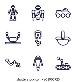 robot icons set. Set of 9 robot outline icons such as 
