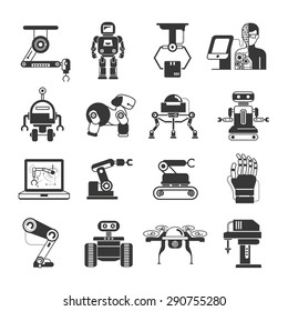 robot icons set, artificial intelligence icons