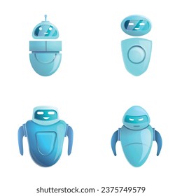 Robot icons set cartoon vector. Modern electronic robot. Technology concept