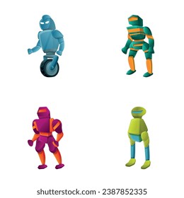 Robot icons set cartoon vector. Modern electronic robot. Technology concept