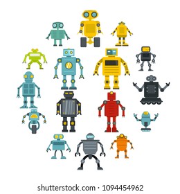 Robot icons set in flat style isolated vector illustration