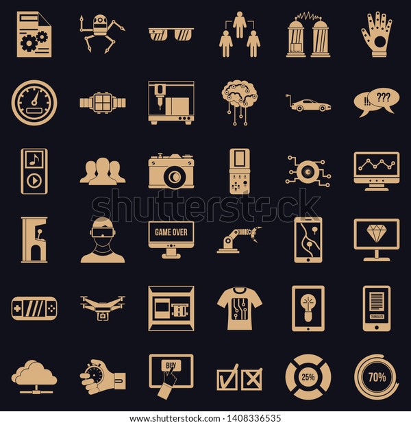Robot icons set. Simple style of 36 robot vector\
icons for web for any\
design