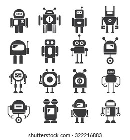 robot icons set, vector robot