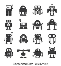 robot icons set, vector robot