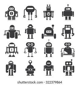 robot icons set, vector robot