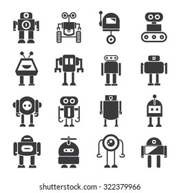 robot icons set, vector robot