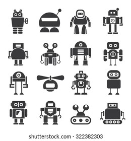 robot icons set, vector robot