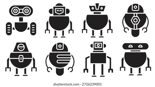 Ilustración de conjunto de Vectores de iconos de robot