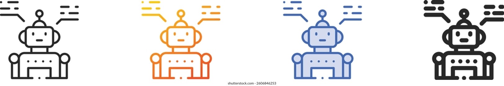 robot icon.Thin Linear, Gradient, Blue Stroke and bold Style Design Isolated On White Background