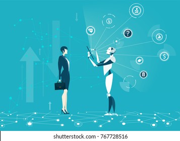 Robot identifying a human.  Future business reality 
