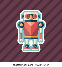 Robot illusionist sticker flat icon with color background.