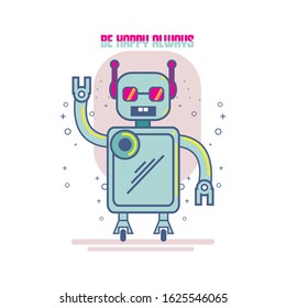 robot illustration. funny and cute. future robot. premium vector