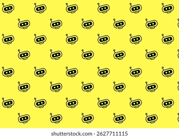 A Robot illustration pattern with yellow background, fabric packaging, textile illustration hand drawn print ads, fashion business, technology