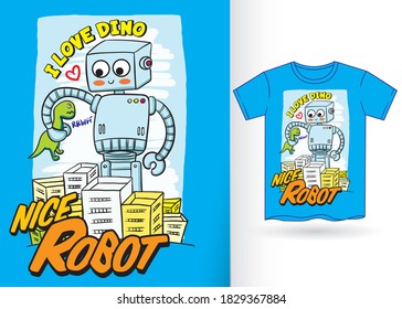 Robot illustration for t shirt