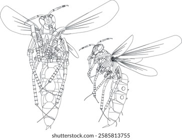 Robot illustration vector line art