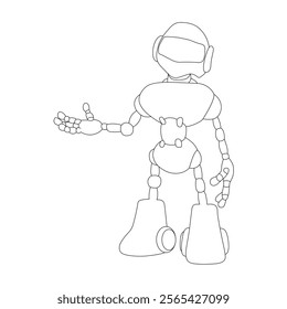 Robot image Line Art vector design. Robot image outline illustration design.
