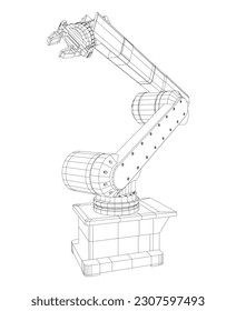 Robot industrial machinery. Technical illustration wire-frame. 3d technology.